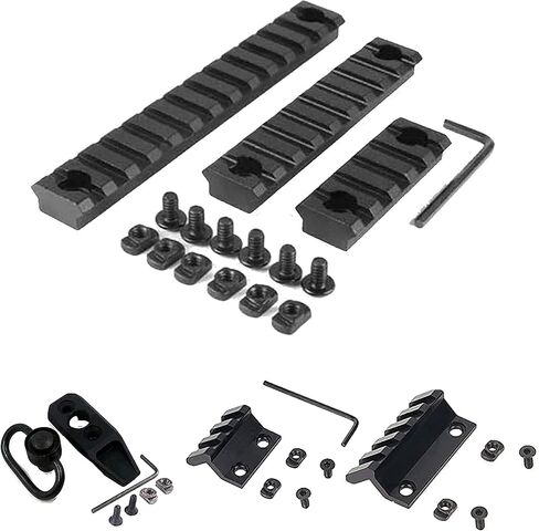 Gotical Combo of 3- M-LOK 45 Degree Offset Mount, 13 Slot, 9 Slot and 5 Slot M-Lok Rail with M-lok Quick Detach QD Sling Swivel Mount Kit-Push Button in Saudi Arabia