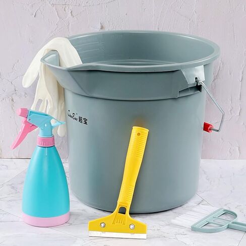 Saedy 4 Pack Round Commercial Cleaning Bucket, 14 Quart Plastic Water Bucket with Handle, Grey Havy Duty Utility Pail Bucket in Kuwait