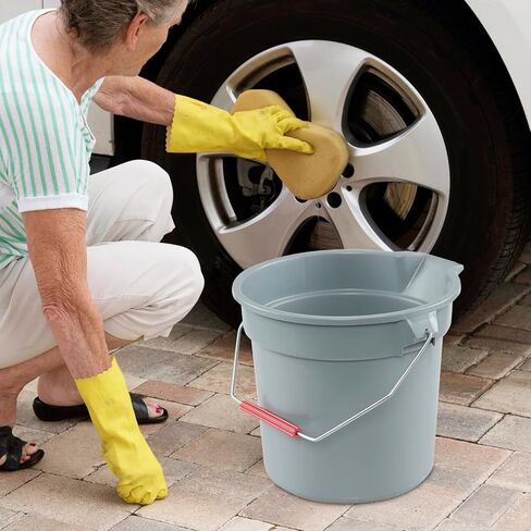 Saedy 4 Pack Round Commercial Cleaning Bucket, 14 Quart Plastic Water Bucket with Handle, Grey Havy Duty Utility Pail Bucket in Kuwait