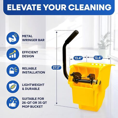 Plexon Mop Wringer Only - Compatible with 26QT and 35QT Buckets, Yellow - Side Press Wringer Replacement for Commercial Mop Bucket on Wheels in Saudi Arabia