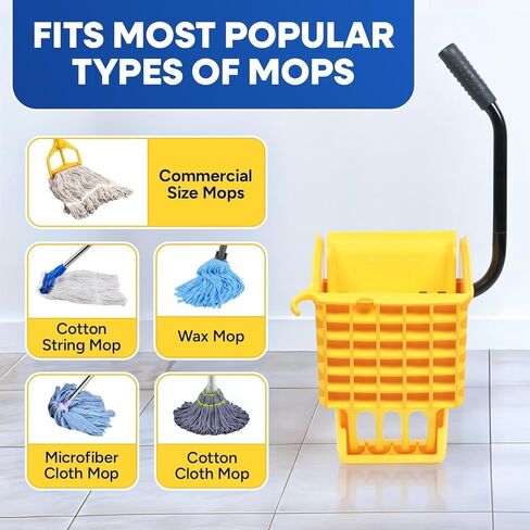 Plexon Mop Wringer Only - Compatible with 26QT and 35QT Buckets, Yellow - Side Press Wringer Replacement for Commercial Mop Bucket on Wheels in Saudi Arabia