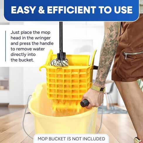 Plexon Mop Wringer Only - Compatible with 26QT and 35QT Buckets, Yellow - Side Press Wringer Replacement for Commercial Mop Bucket on Wheels in Saudi Arabia