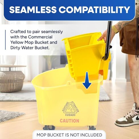 Plexon Mop Wringer Only - Compatible with 26QT and 35QT Buckets, Yellow - Side Press Wringer Replacement for Commercial Mop Bucket on Wheels in Saudi Arabia
