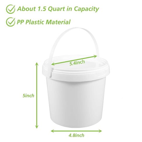 10 Pcs Plastic Bucket with Lid, 1.5 Quart Thickened Storage Bucket, Paint Buckets Pails Paint Cans for Storing Paint, Pigments, Food, Feed, Etc in Saudi Arabia