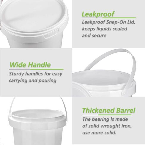 10 Pcs Plastic Bucket with Lid, 1.5 Quart Thickened Storage Bucket, Paint Buckets Pails Paint Cans for Storing Paint, Pigments, Food, Feed, Etc in Saudi Arabia