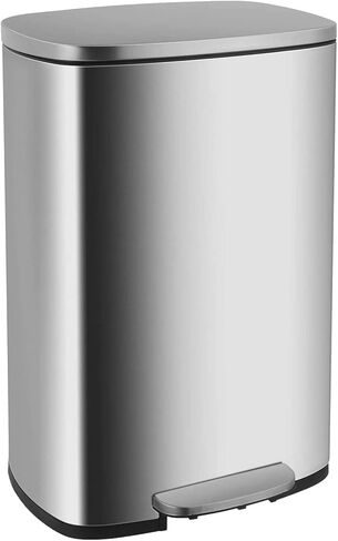 13 Gallon/50 L Garbage Can Kitchen Trash Can with Lid for Office Bedroom Bathroom Step Trash Bin Fingerprint-Proof Brushed Stainless Steel 13 Gallon / 50 Liter in Saudi Arabia