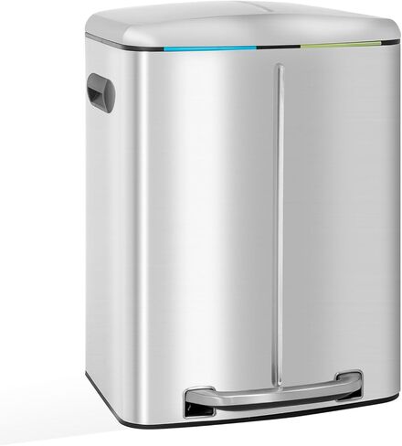 13 Gallon/50 L Garbage Can Kitchen Trash Can with Lid for Office Bedroom Bathroom Step Trash Bin Fingerprint-Proof Brushed Stainless Steel 13 Gallon / 50 Liter in Saudi Arabia