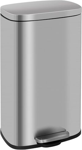 13 Gallon/50 L Garbage Can Kitchen Trash Can with Lid for Office Bedroom Bathroom Step Trash Bin Fingerprint-Proof Brushed Stainless Steel 13 Gallon / 50 Liter in Saudi Arabia