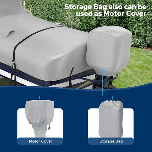 Fonzier T-Top Boat Cover with Motor Cover, 1400D Heavy Duty Waterproof Tear-Resistant Upper Reinforced, Fit 20'-22' Center Console Boat with T-TOP Roof, Beam Width up to 106", Gray in Saudi Arabia