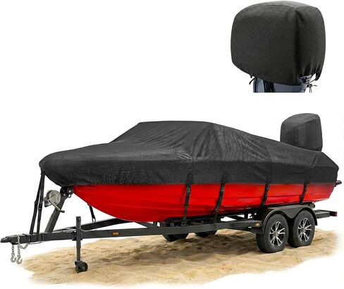 يغطي قارب FOCEAN 1200D بطول 16-18 قدمًا، غطاء أسود من قماش القنب البحري شديد التحمل، يناسب قوارب التزلج على شكل حرف V، وهيكل ثلاثي الهيكل، وقوارب التزلج على الجليد والأسماك مع حقيبة تخزين in Kuwait