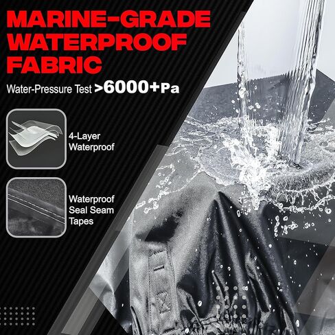 يغطي قارب FOCEAN 1200D بطول 16-18 قدمًا، غطاء أسود من قماش القنب البحري شديد التحمل، يناسب قوارب التزلج على شكل حرف V، وهيكل ثلاثي الهيكل، وقوارب التزلج على الجليد والأسماك مع حقيبة تخزين in Kuwait