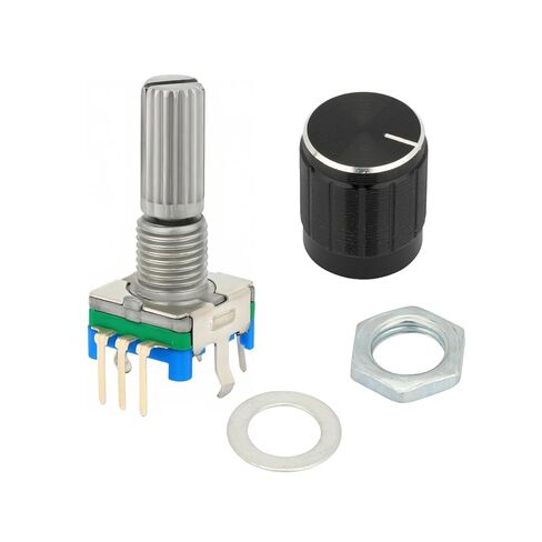 6 Pcs EC11 Rotary Encoder with Push Button 5 Pins 360 Degree Code Switch and Knob Cap Compatible with for Arduino in Kuwait