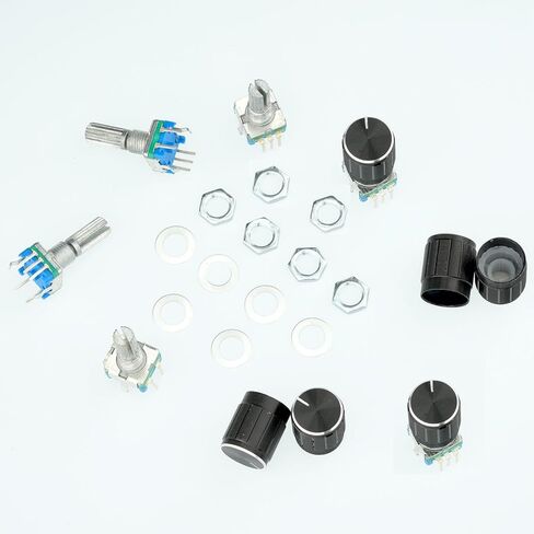6 Pcs EC11 Rotary Encoder with Push Button 5 Pins 360 Degree Code Switch and Knob Cap Compatible with for Arduino in Kuwait