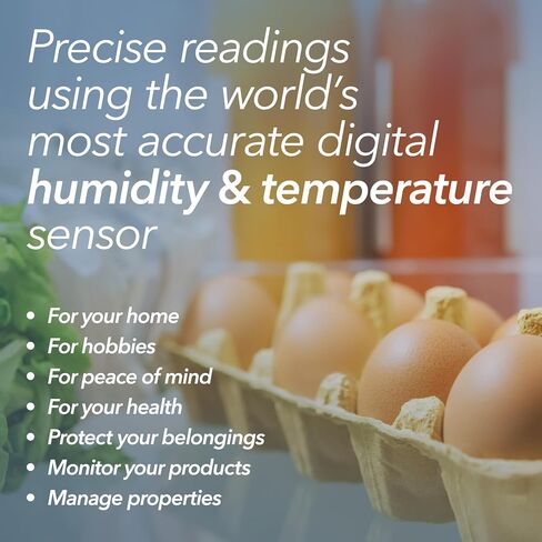 SensorPush HT.w Smart Temperature Sensor & Humidity Sensor - Thermometer & Hygrometer w/App Monitoring - Water Resistant Temperature and Humidity Monitor w/Heat Index for RV, Fridge & More in Kuwait