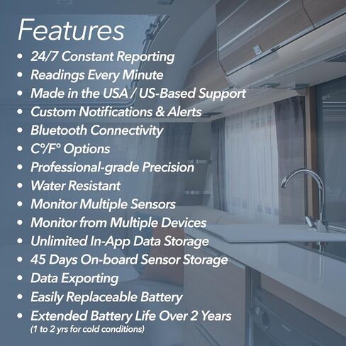 SensorPush HT.w Smart Temperature Sensor & Humidity Sensor - Thermometer & Hygrometer w/App Monitoring - Water Resistant Temperature and Humidity Monitor w/Heat Index for RV, Fridge & More in Kuwait