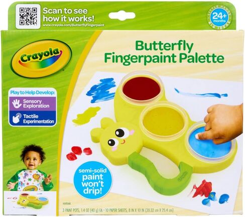 Crayola Butterfly Fingerpaint Pallette (3ct), Washable & Spillproof Fingerpaint for Toddlers, Less Mess Paint, Toddler Gift, Ages 2+ in Saudi Arabia