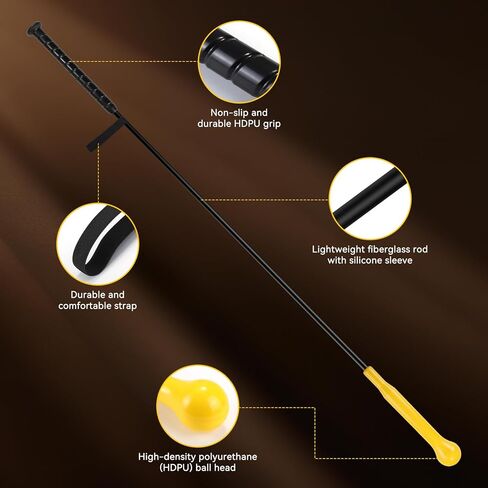 مدرب تأرجح عصا ضرب البيسبول من KRUI، معدات تدريب بيسبول سوفتبول مقاس 54 بوصة مع حزام قبضة، أداة تدريب مثالية فردية لميكانيكا التأرجح والتنسيق بين اليد والعين in Kuwait