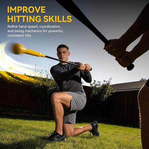 مدرب تأرجح عصا ضرب البيسبول من KRUI، معدات تدريب بيسبول سوفتبول مقاس 54 بوصة مع حزام قبضة، أداة تدريب مثالية فردية لميكانيكا التأرجح والتنسيق بين اليد والعين in Kuwait