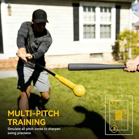 مدرب تأرجح عصا ضرب البيسبول من KRUI، معدات تدريب بيسبول سوفتبول مقاس 54 بوصة مع حزام قبضة، أداة تدريب مثالية فردية لميكانيكا التأرجح والتنسيق بين اليد والعين in Kuwait