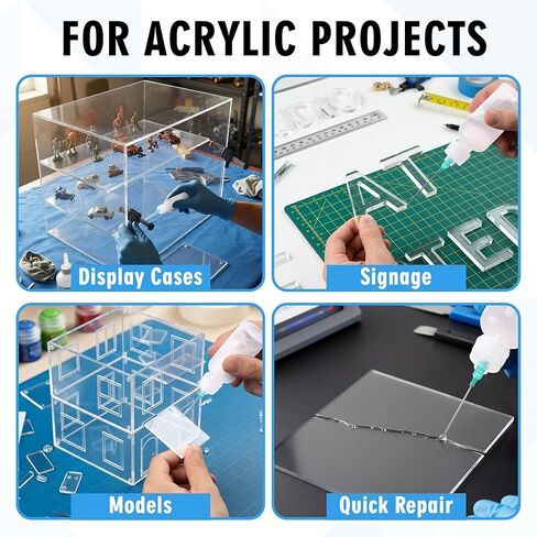 Dreyoo 5.5oz Acrylic Cement with Applicator Bottle, 2 Needle, 1 Needle Cleaning Tool and 1 Funnel, Clear Acrylic Glue for Plexiglass, Sheets, Precise Application, Repair Assembly of Display Cases in Saudi Arabia