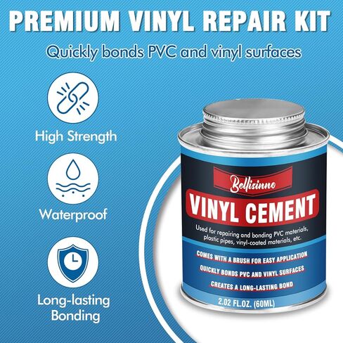 Vinyl Cement with Brush, Vinyl Glue for Inflatables, High Strength PVC Cement for Pool Liners, Tarps, Hot Tubs, Air Mattresses (2.02 oz.) in Kuwait