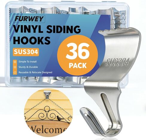 20 عبوة من خطافات جانبية من الفينيل، مشابك جانبية من الفينيل بدون فتحات، من الفولاذ المقاوم للصدأ شديد التحمل، للديكور الخارجي والاحتفالي in Kuwait