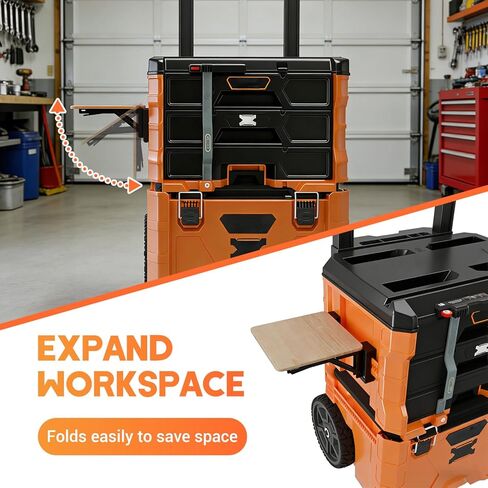 Folding Work Table Bracket Mount for Klein MODbox with Rail Mount, Toolbox Side Mounting Stand, Allows for Mounting Additional Desktop, Extended Workbench Stand, Desktop Not Included in Kuwait