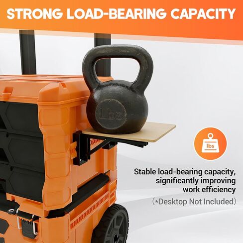 Folding Work Table Bracket Mount for Klein MODbox with Rail Mount, Toolbox Side Mounting Stand, Allows for Mounting Additional Desktop, Extended Workbench Stand, Desktop Not Included in Kuwait