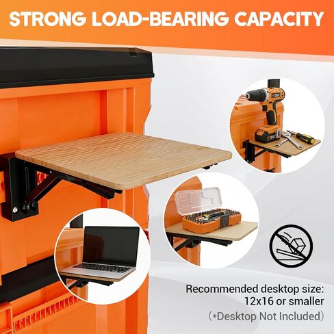 Folding Work Table Bracket Mount for Klein MODbox with Rail Mount, Toolbox Side Mounting Stand, Allows for Mounting Additional Desktop, Extended Workbench Stand, Desktop Not Included in Kuwait