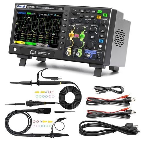 Hantek راسم الذبذبات الرقمي DSO2D20 200 ميجاهرتز مع راسم ذبذبات مختبر مزدوج القنوات 2GSa/s معدل العينة مع 1CH 25MHz مولد الموجي التعسفي 7 بوصة LCD (200MHz/2+1CH/Hantek DSO2D20) in Kuwait