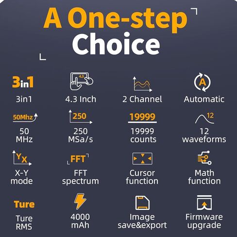 (FNIRSI 2C53P) 3 in 1 Oscilloscope/Multimeter/DDS Signal Generator, Handheld Tablet Touchscreen Digital Automotive Oscilloscope Portable 2 Channel 50MHz, 250Ms/S, 19999 Counts in Kuwait