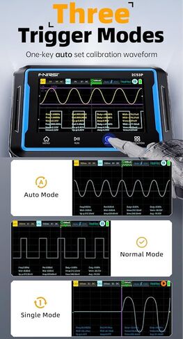 (FNIRSI 2C53P) 3 in 1 Oscilloscope/Multimeter/DDS Signal Generator, Handheld Tablet Touchscreen Digital Automotive Oscilloscope Portable 2 Channel 50MHz, 250Ms/S, 19999 Counts in Kuwait