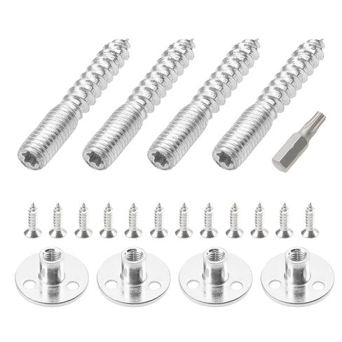 4 Sets M8x50 Hanger Bolts Double Headed Self-Tapping Screw with T-Nuts for Wood Joint Furniture Leg Chair Sofa Cabinet in Saudi Arabia