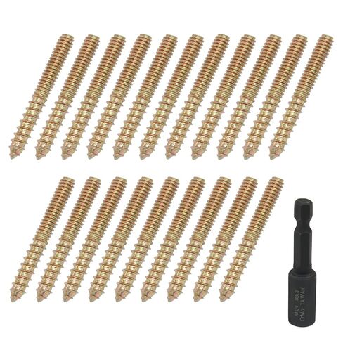 20 Pcs 1/4-20 x 2 Hanger Bolts, Double Head Screws Self Drilling Wood Dowel Screws with Hanger Bolt Driver, Carbon Steel Fasteners for Stairs, Furniture, and DIY Projects in Saudi Arabia