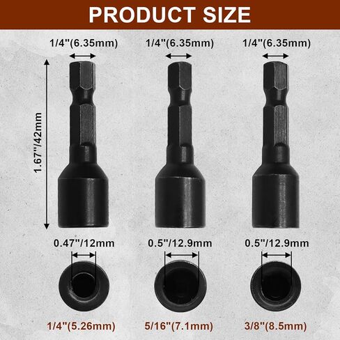 Litoexpe 3 Pcs 1/4"-20, 3/8"-16, 5/16"-18 Hanger Bolt Driver Set, 1/4" Hex Shank Hanger Bolt Installation Tool for Double-Headed Screws in Saudi Arabia