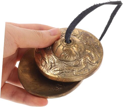 1Pair Copper Finger Cymbals for Dance Yoga Durable Percussion Instrument with Sound Quality Lightweight Portable for Spiritual Practices and Cultural Events in Kuwait
