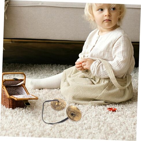 1Pair Copper Finger Cymbals for Dance Yoga Durable Percussion Instrument with Sound Quality Lightweight Portable for Spiritual Practices and Cultural Events in Kuwait