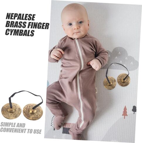 1Pair Copper Finger Cymbals for Dance Yoga Durable Percussion Instrument with Sound Quality Lightweight Portable for Spiritual Practices and Cultural Events in Kuwait