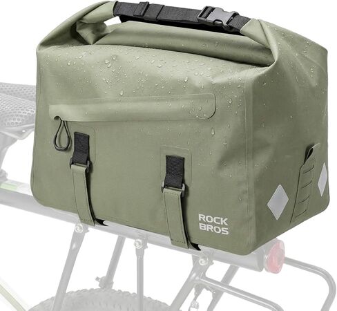 ROCKBROS حقائب دراجة مقاومة للماء للدراجة الخلفية 16 لتر رف سعة كبيرة دراجة Ebike جذع السلة حقيبة السرج مع حزام الكتف للركاب السفر في الهواء الطلق الملحقات والعتاد الأسود in Saudi Arabia