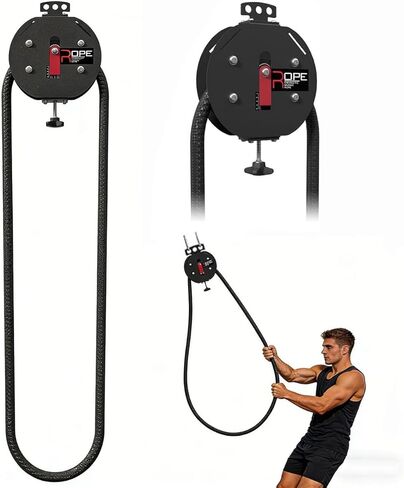 Endless Rope Trainer for Home Gym,Portable Cable Pulley System with Closed-Loop Nylon Rope,Infinity Ropes Machine for Full Body Workout Cardio HIIT Strength Training,66LB Max Resistance(Black) in Saudi Arabia