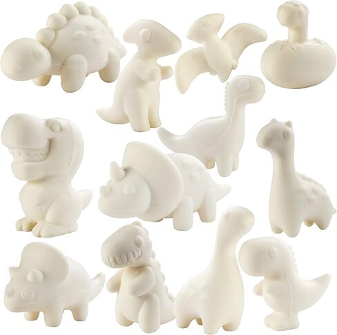 Jumbo Party Craft Kit Dino Squishies (12 ديناصورات فريدة من نوعها W 12 Pabric Paints)-ألعاب Kawaii White Cawaii مبطلة بطيئة ، مجموعة تخفيف الإجهاد ، مشروع المعسكر الصيفي المدرسي للأطفال ، هدية عيد ميلاد (4 "-6" EA) in Saudi Arabia