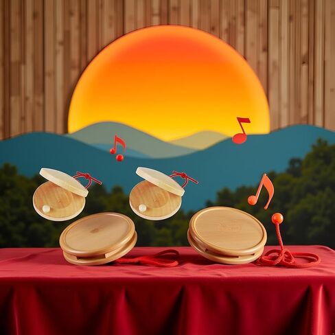 صنجات خشبية، أداة إيقاعية - صنجات أصابع اليد، صنجات خشبية للفصل الدراسي DIY آلة موسيقية إيقاعية موسيقية 4 قطع in Kuwait