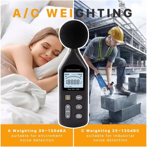 DB-01 Decibel Meter, Professional Sound Decibel Meter with A/C Weighting, Fast/Slow Response, 30-130dB Range,for Home, Office, Factory, Noisy Neighbors in Saudi Arabia