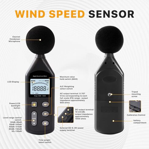 DB-01 Decibel Meter, Professional Sound Decibel Meter with A/C Weighting, Fast/Slow Response, 30-130dB Range,for Home, Office, Factory, Noisy Neighbors in Saudi Arabia