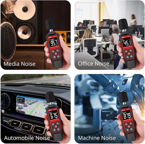 مقياس BINTA ديسيبل، مقياس مستوى الصوت الرقمي مع وزن مكيف الهواء، جهاز اختبار SPL المحمول 30-130 ديسيبل قياس الضوضاء مع شاشة LCD بإضاءة خلفية، الحد الأقصى/الدقيقة، وحدة ديسيبل/SONE، الاحتفاظ بالبيانات لجيران مصنع المكتب المنزلي in Kuwait