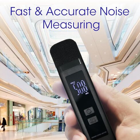 مقياس مستوى الصوت الرقمي للديسيبل مع شاشة LCD ديسيبل/ماكس/عقد البيانات ومؤشر البطارية، 30 ~ 130 ديسيبل للجيب SPL متر مراقبة الضوضاء الصوتية القابلة لإعادة الشحن لمنزل مصنع الجيران الصاخب in Kuwait