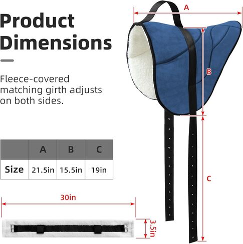 Bareback Pad for Horses, Horse Saddle Pad with Adjustable Girth,Shock-Absorbing Bareback Saddle Pad,Riding Pad for Horse Riders. in Saudi Arabia