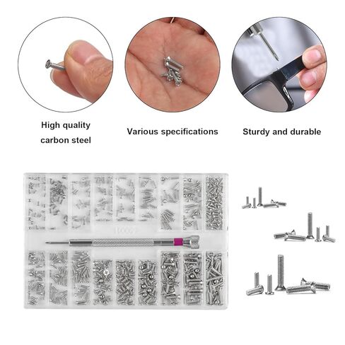 Micro Screw Repair Kit 500pcs - M1.2/M1.4/M2 Self-Tapping Tiny Screws for Eyeglasses, Watches, Electronics & Laptop Repair - Precision Mini Screwdriver Set in Kuwait