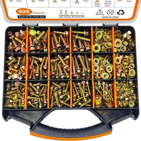 804PCS Grade 8 Nuts and Bolts Assortment Kit, 1/4-20, 5/16-18, 3/8-16, 1/2-13 Heavy Duty Hex SAE Bolts Nuts Washers Assortment Kit in Saudi Arabia