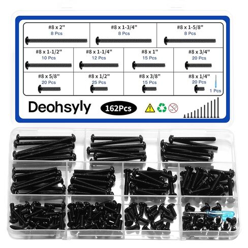 162Pcs Machine Screws Assortment kit, #8-32 Machine Screw,304 Stainless Steel Phillips Pan Head Screws Bolts Black Oxide, with Tool in Saudi Arabia